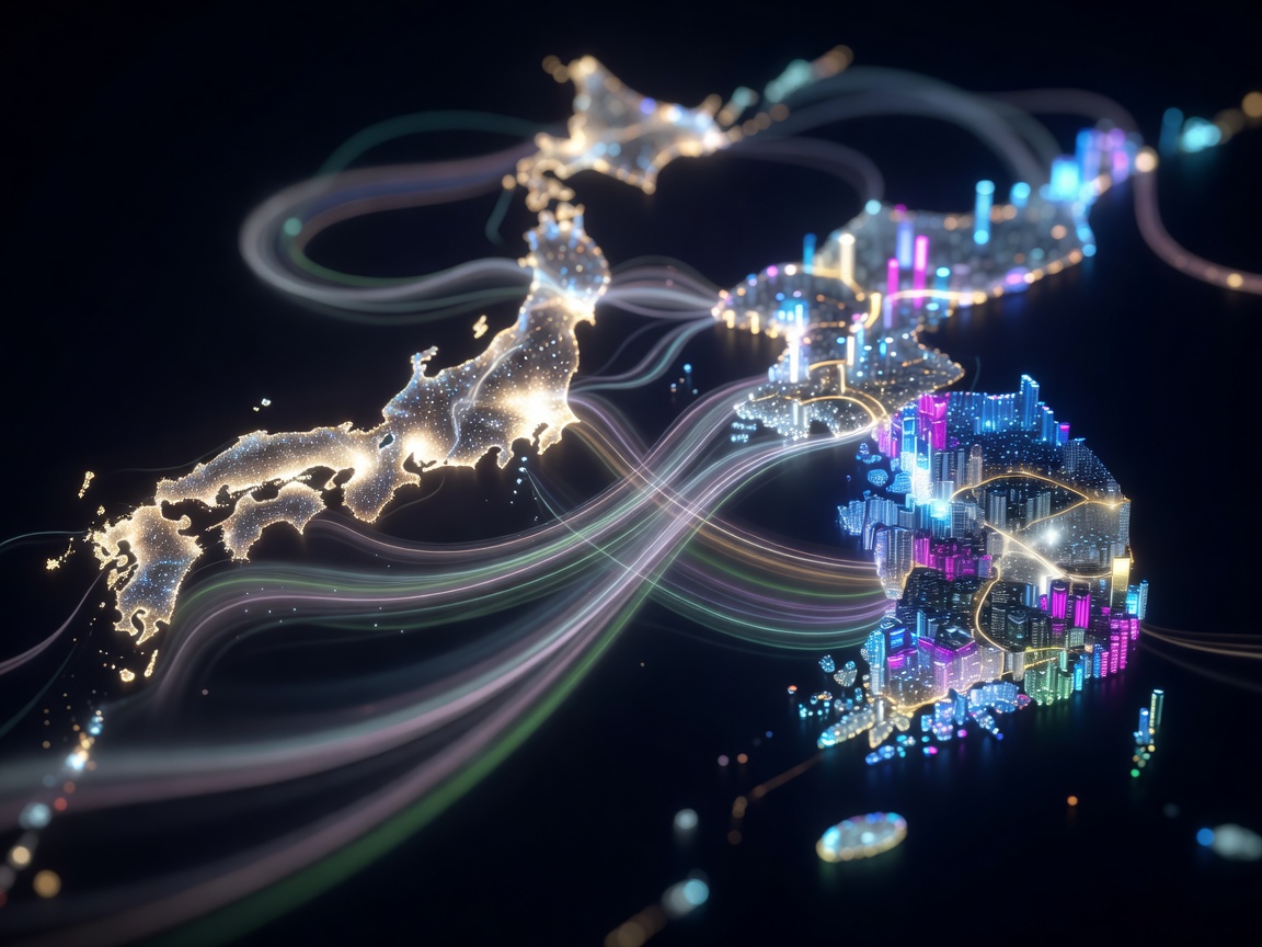 Abstract city lights representing Japan and South Korea travel