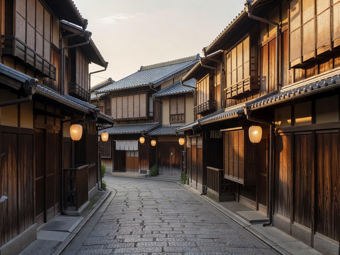 Traditional Kyoto streetscape near hotel districts