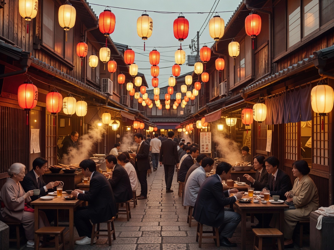 Lantern-lit Tokyo dining street
